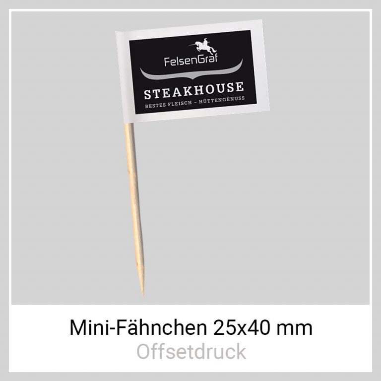 Fähnchen bedrucken: Papierfähnchen, Zahnstocherfähnchen